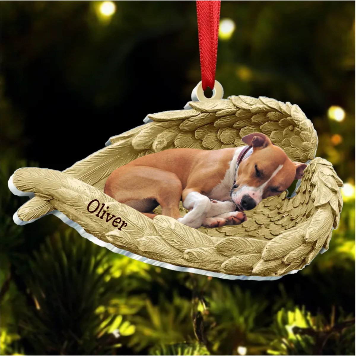Dog Lovers – Sleeping Pet Within Angel Wings – Personalized Ornament Hot on Sale