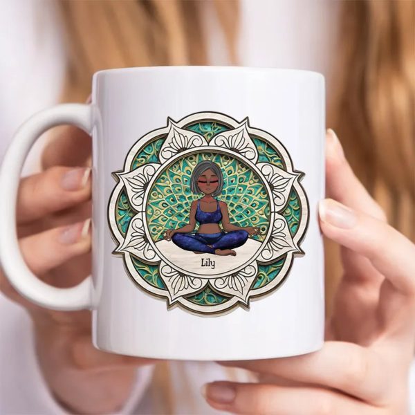 Yoga Lovers - Yoga Mandala - Personalized Mug For Sale - Image 2