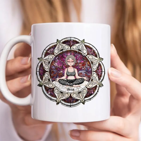 Yoga Lovers - Yoga Mandala - Personalized Mug For Sale - Image 3