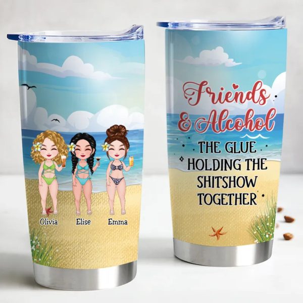 20oz Friends & Alcohol - The Ultimate Chaos Companion - Custom Insulated Tumbler Fashion - Image 2