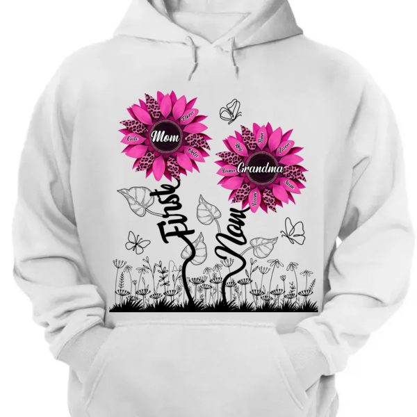 Family - First Mom Now Grandma Sunflower - Personalized Unisex T-shirt, Hoodie, Sweatshirt Supply - Image 4