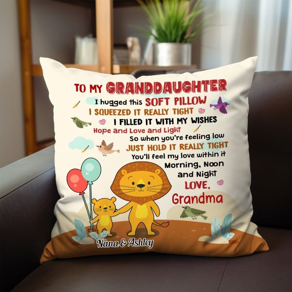 Granddaughter Lion Personalized Pillow Sale