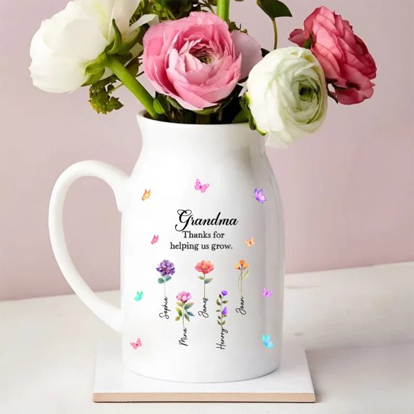 Family  - Thanks For Helping Us Grow - Personalized Flower Vase For Discount