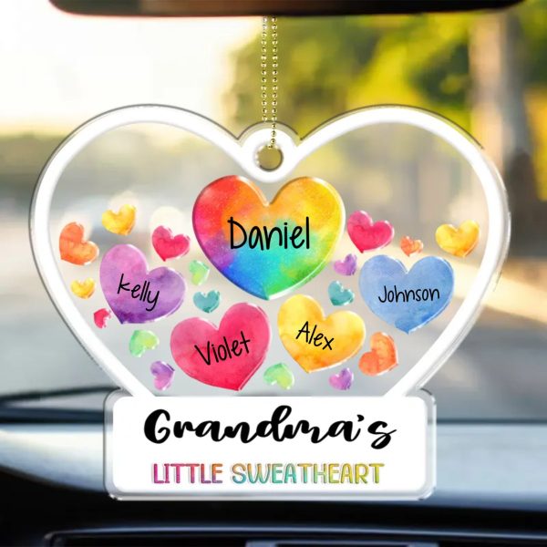 Family - Mom s Grandma s Little Sweethearts - Personalized Acrylic Car Hanger on Sale - Image 3