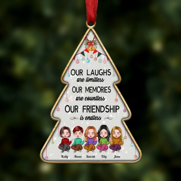 Friends - Our Laughs Are Limitless Our Memories Are Countless Our Friendship Is Endless - Personalized Transparent Ornament (Ver 2) Sale - Image 3