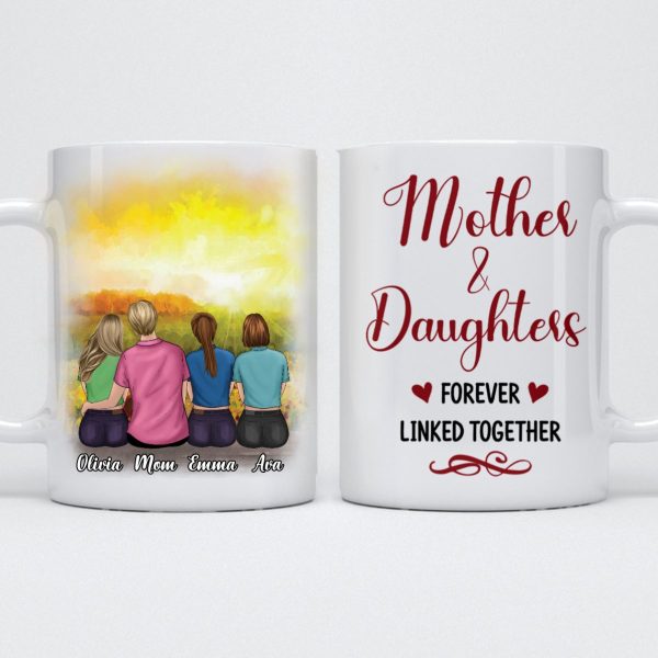 Mother -Mother & Daughters Forever Linked Together- Personalized Mug (Sunflower) For Discount - Image 2