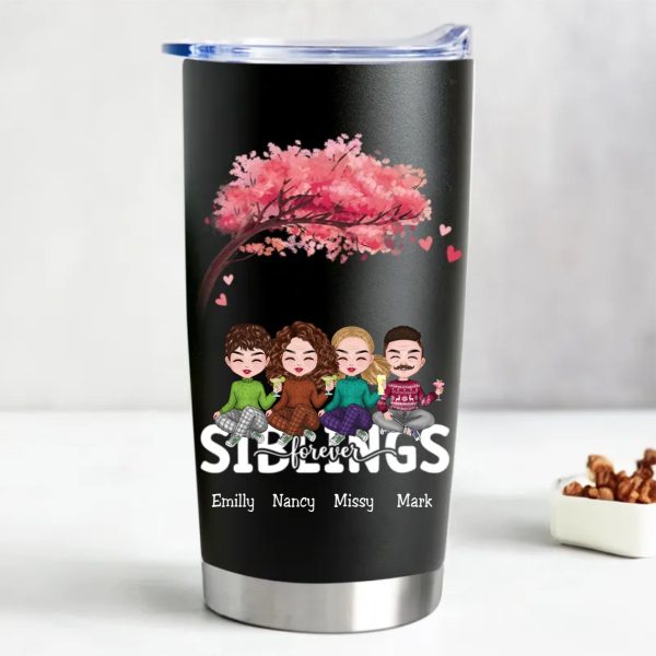 20oz Personalized Stainless Steel Tumbler for Siblings - Keeps Drinks Hot or Cold Online Sale - Image 2