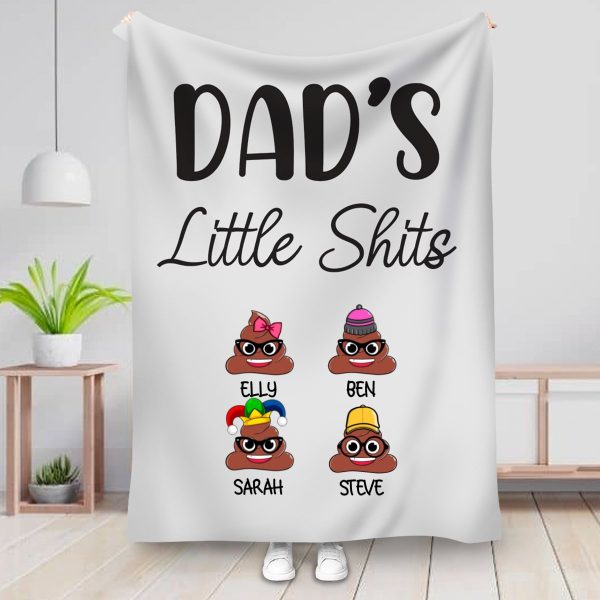 Father - Dad s Little Shits - Personalized Blanket For Cheap - Image 2