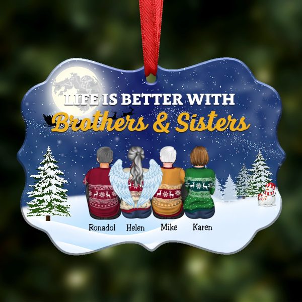 Life Is Better With Brothers & Sisters - Personalized Christmas Ornament (Blue) Sale - Image 5