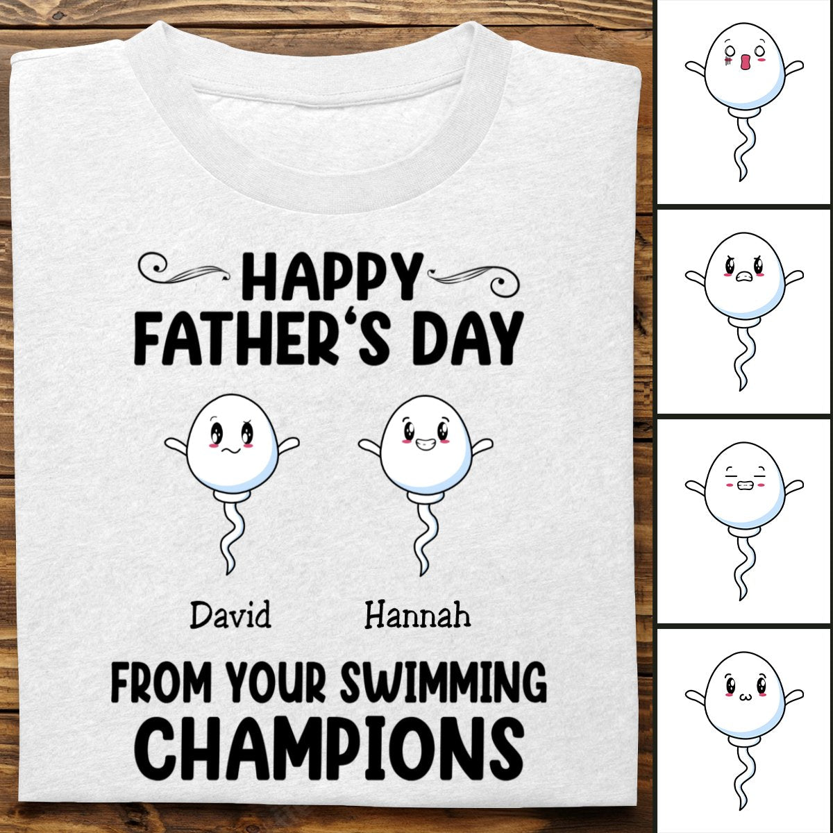 Father s Day – Happy Father s Day From Your Swimming Champion – Personalized Unisex T-shirt Discount